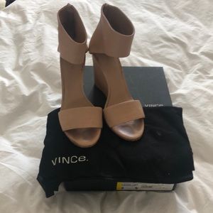 Vince leather wedge open toe shoes